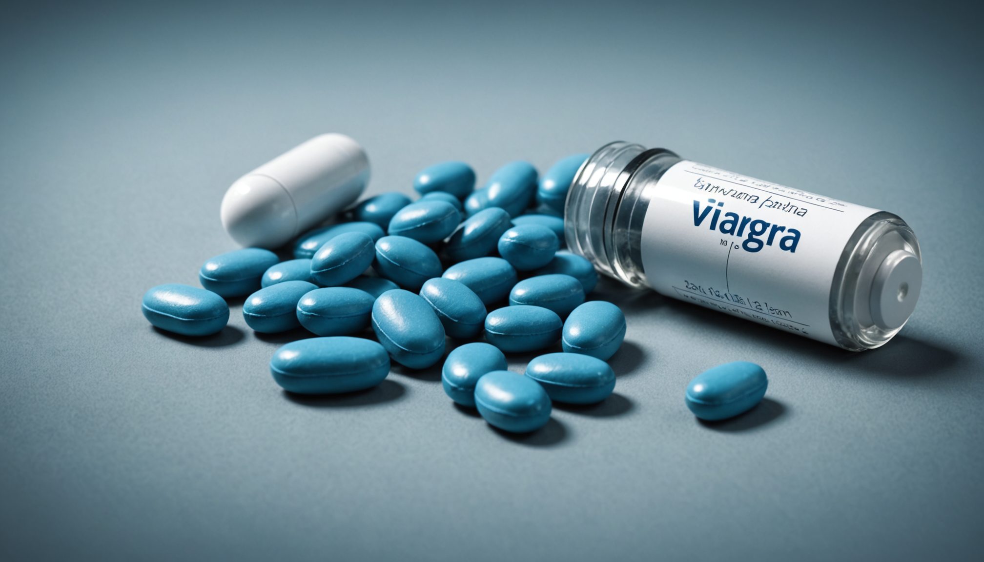 Viagra sildenafil tablets with medical information background on erectile dysfunction
